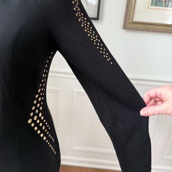 Cache Gold Stud Sheath Dress Long Sleeve LBD Dress 6 - Picture 4 of 8